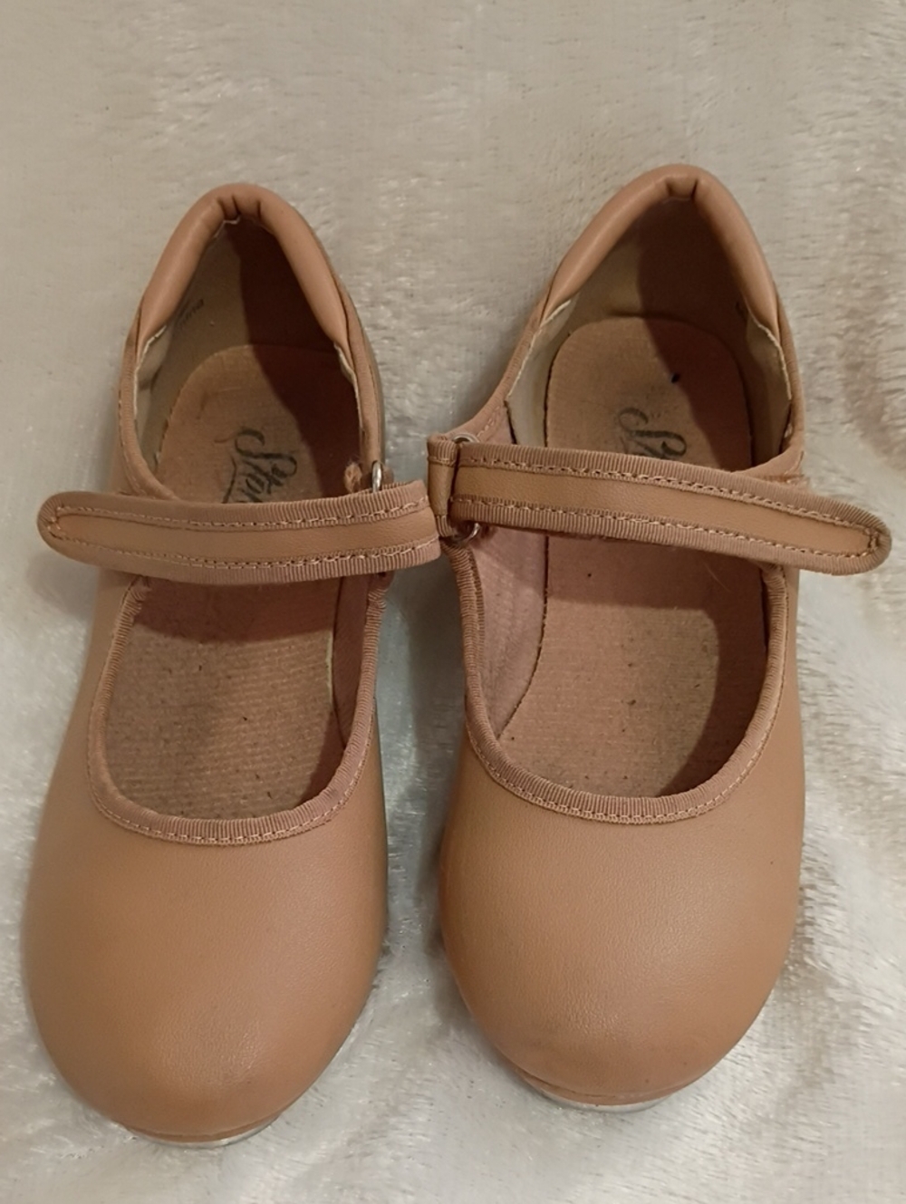 Elle Girls Nude Tan Mary Jane Hook-and-Loop Dress Shoes